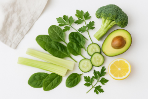 Close-up of compound-leaf plant with bright green paired leaflets in forest setting